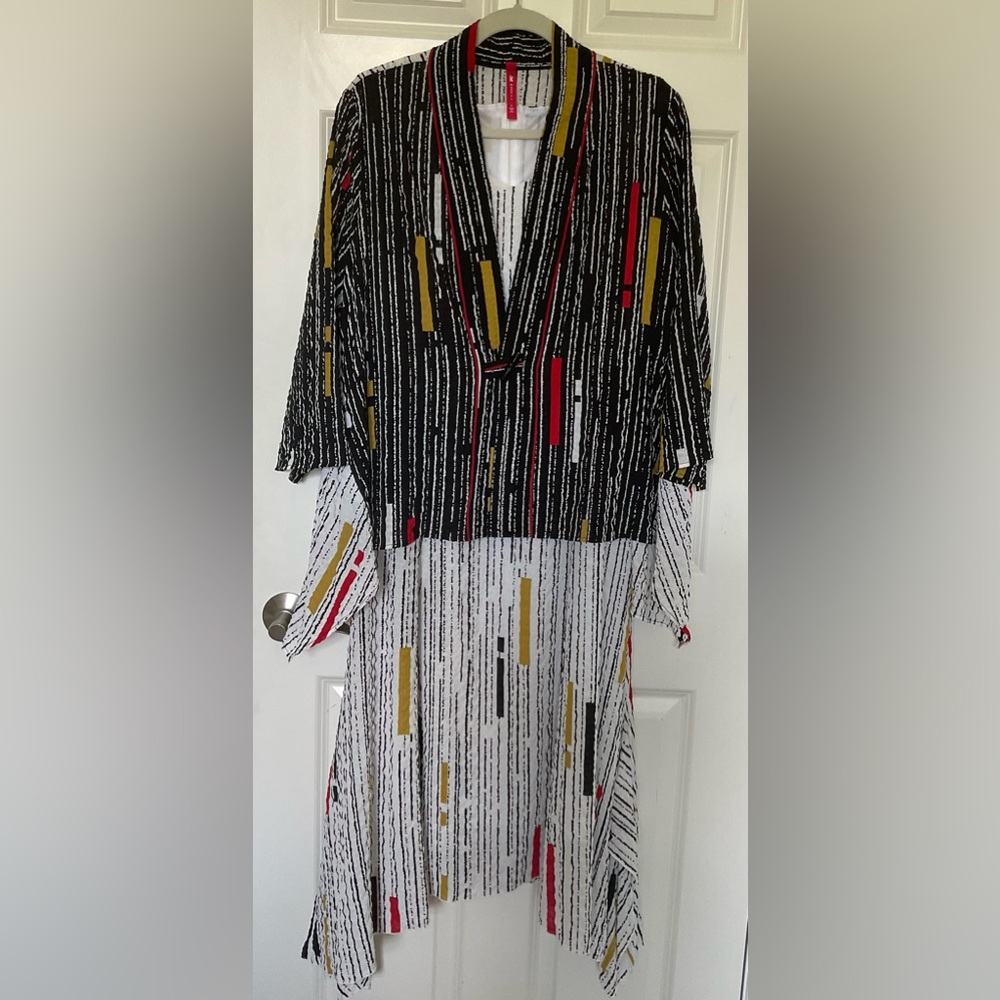 Asymmetrical Sleeveless midi dress size M Long sleeve jacket size L multicolored